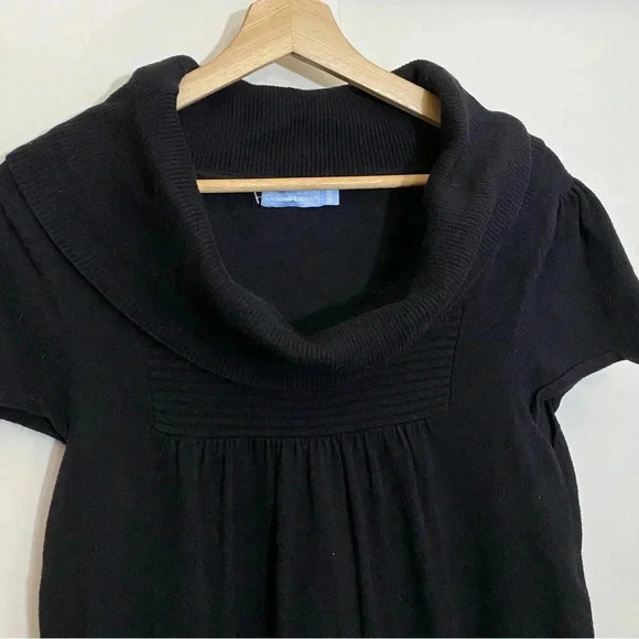 Denver Hayes Women black cowl neck knit  tunic whimsy goth short sleeve dress M - Picture 8 of 9